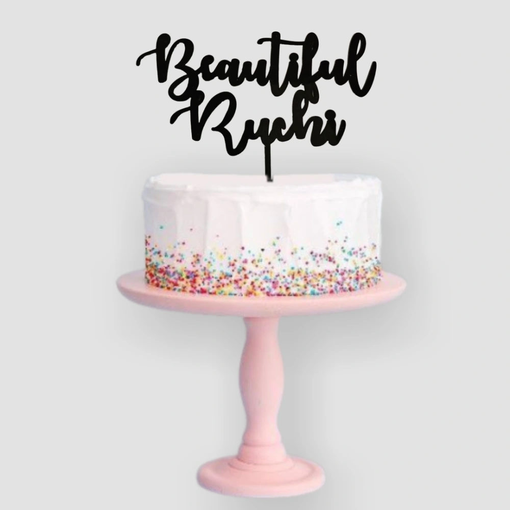 Black Beautiful Name Cake Topper Online